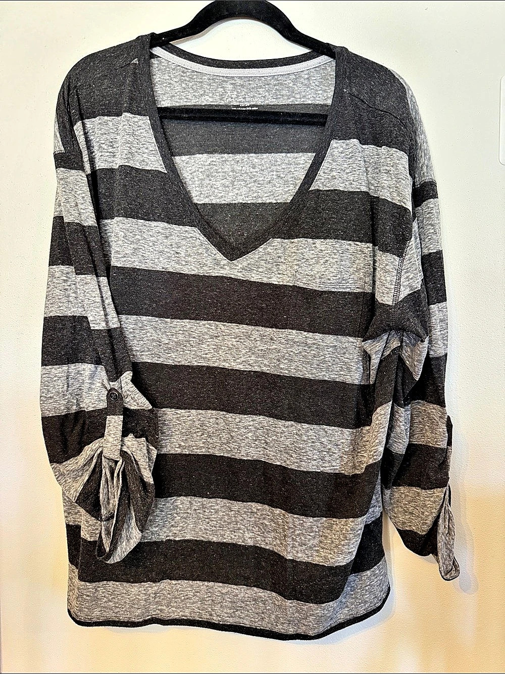 Lane Bryant Striped Long Sleeve Tunic in Black & Gray